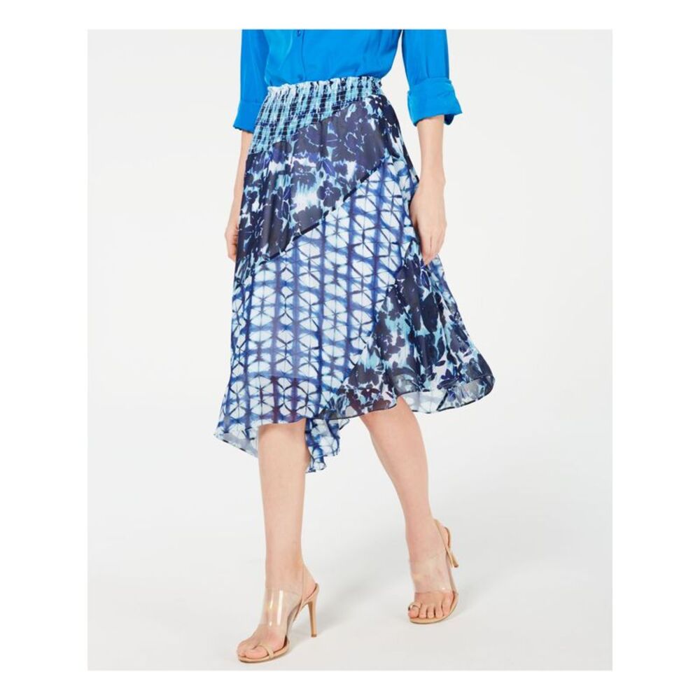 INC Womens Blue Tie Dye Below The Knee Skirt Size: L